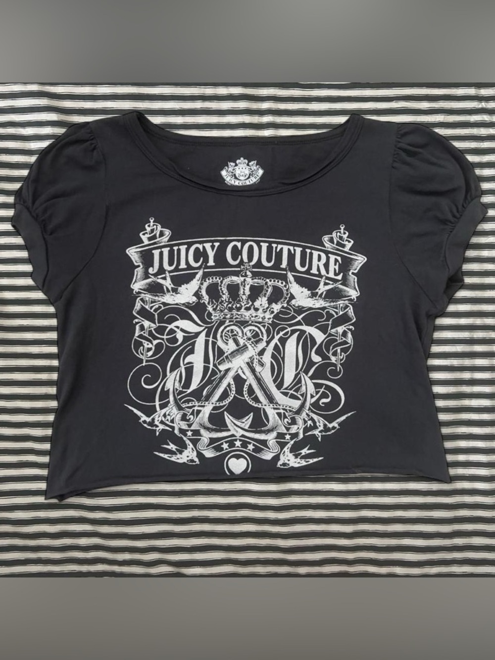 Juicy Couture Black Cropped Crest Tee